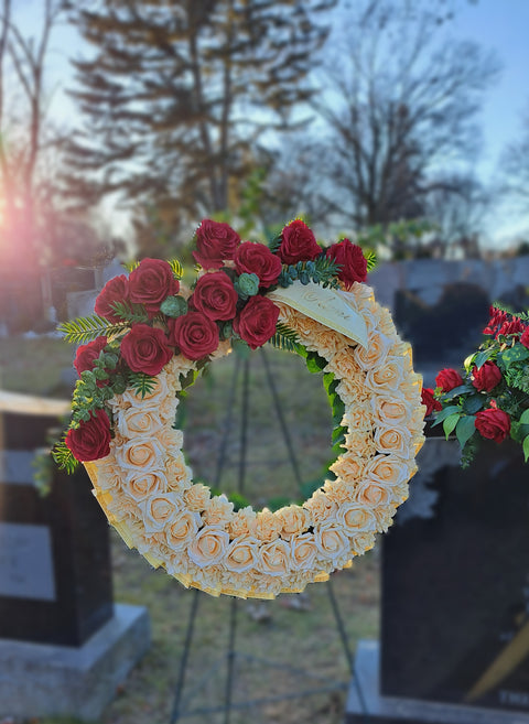 NEW-SALE- "Eternal Passion" Tombstone Wreath-24" D