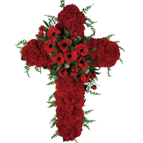 "Poppy Prayers" Tombstone Cross-30"H