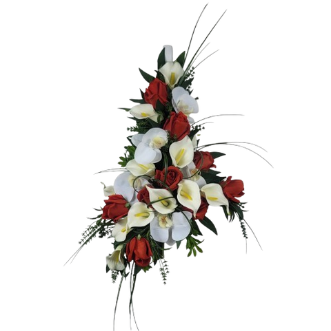 NEW RECIPE-"Adoration" Mausoleum Bouquets-14"H PLUS 8" Cascading Drop