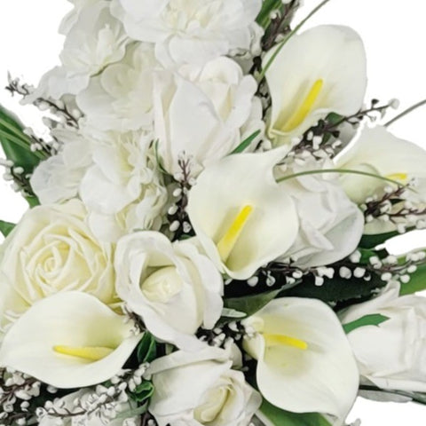 NEW RECIPE-"With Compassion" Mausoleum Bouquets-13"H Plus Drop 9" Drop