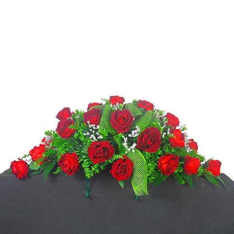 NEW RECIPE- "Classic Red Rose" Tombstone Saddle-30" Width