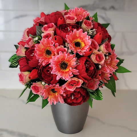NEW-SALE- " Blossoming Sunset" Handtied Mixed Bouquet -19" Diameter