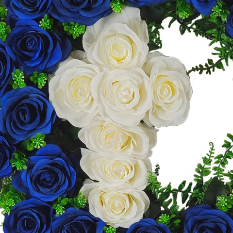 NEW RECIPE "Circle of Devotion" Tombstone Wreath and Cross Tribute-21" Diameter