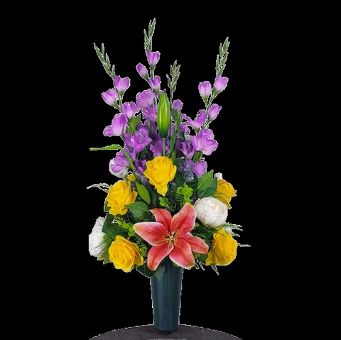"Lushfully Blooming Garden" Cone Memorial Tribute -22" Height