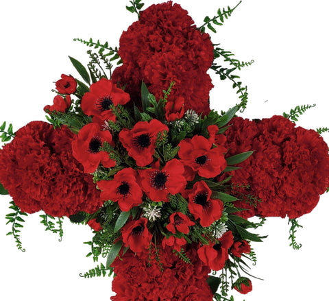 "Poppy Prayers" Tombstone Cross-30"H