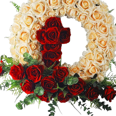 "Eternal Belief" Tombstone Wreath Cross Memorial Tribute-Premium-33" D