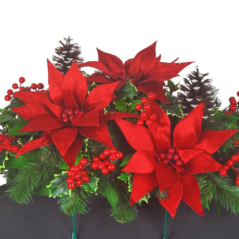 "Poinsettias, Berries & More" Tombstone Saddle-30"Width