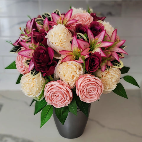 NEW " Precious Moments" Handtied Mixed Bouquet -19" Diameter