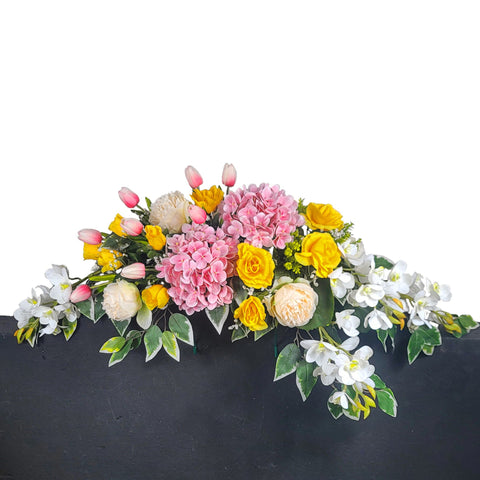 NEW-"Tranquil Memories Pink" PREMIUM Headstone Saddle- 39"Width