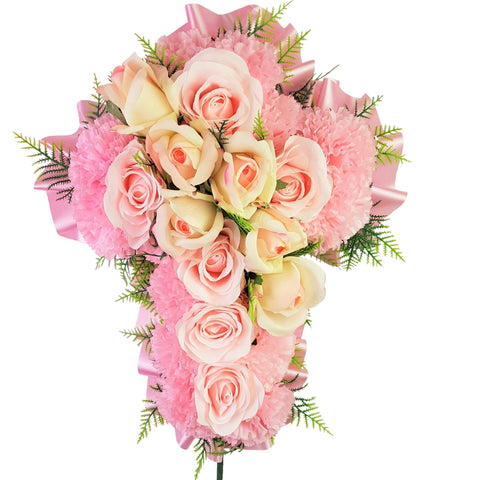"Guiding Faith Cross" Mausoleum Bouquet -15" H