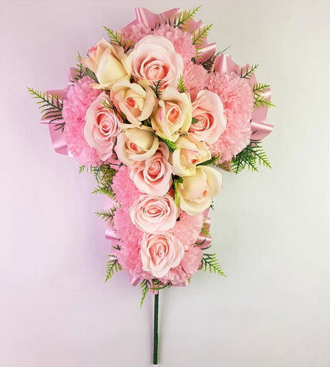"Guiding Faith Cross" Mausoleum Bouquet -15" H