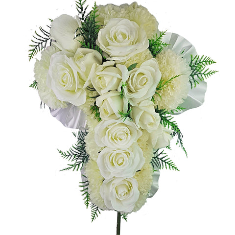 "Guiding Faith Cross" Mausoleum Bouquet -15" H