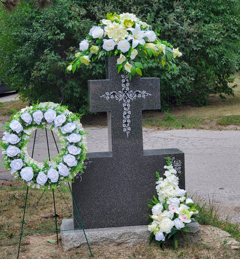SALE-"With All Our Love" Memorial Tombstone Wreath-20" -7 Colors Available