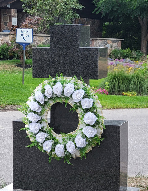 SALE-"With All Our Love" Memorial Tombstone Wreath-20" -7 Colors Available