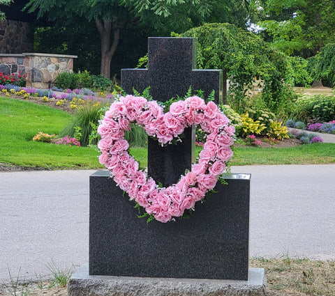 "Abiding Love"-Open Heart Tombstone Tribute - 25"D *Available in 4 Colours