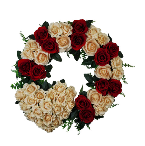 SALE-"Gracing in Love" Tombstone Wreath and Heart Tribute-21"Diameter-AVAILABLE IN 3 COLOUR OPTIONS