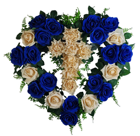 SALE-"Gracing in Tenderness" Tombstone Heart and Cross Tribute -21" Diameter