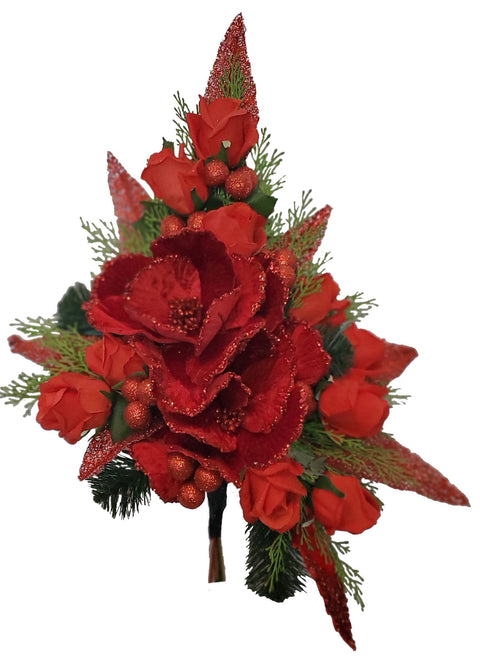 "Crimson Grace" Mausoleum Bouquet-17"H-PREMIUM