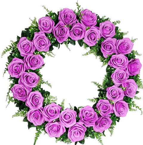 "Loved & Missed" Tombstone Wreath-23" Diameter-Available in 6 Colours