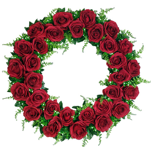 "Loved & Missed" Tombstone Wreath-23" Diameter-Available in 6 Colours