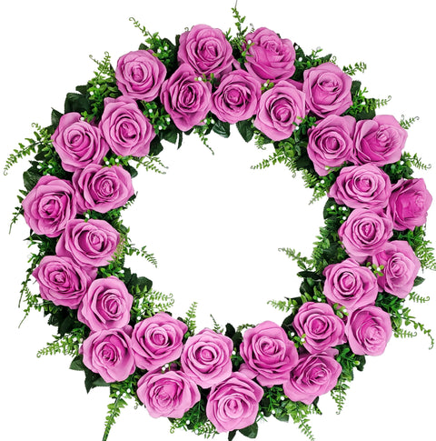 "Loved & Missed" Tombstone Wreath-23" Diameter-Available in 6 Colours