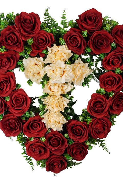"Loving Faith" Heart and Cross Tombstone Tribute-22" Diameter