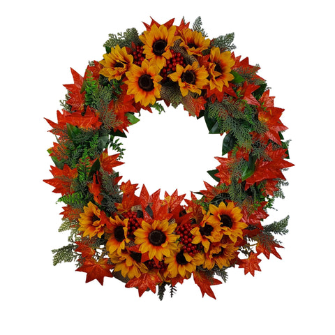 SALE-"Autumn Breeze" Tombstone Wreath-27" Diamter