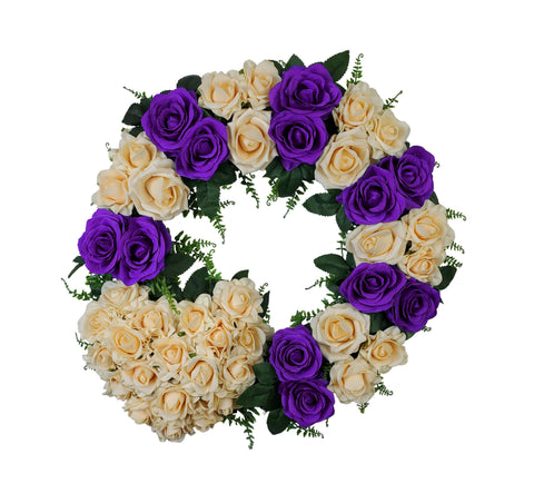 SALE-"Gracing in Love" Tombstone Wreath and Heart Tribute-21"Diameter-AVAILABLE IN 3 COLOUR OPTIONS