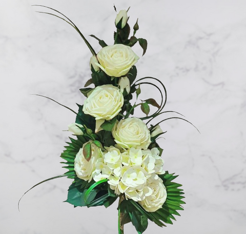 NEW "Elegant White Flame" Mausoleum Bouquet-18"H-PREMIUM PRODUCT