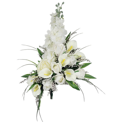 NEW RECIPE-"With Compassion" Mausoleum Bouquets-13"H Plus Drop 9" Drop