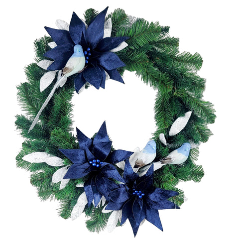 NEW-SALE-"Christmas Blue" Tombstone Wreath-Premium-22" Complete