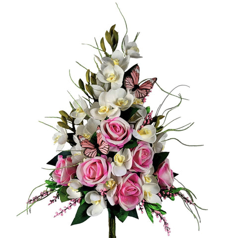 NEW- "Pretty in Pink" Mausoleum Bouquet-16"H