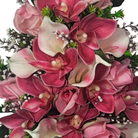 NEW RECIPE & SIZE-"Blushing Blooms" Mausoleum Bouquet-16"H