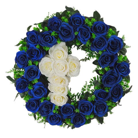 NEW-SALE-"Circle of Devotion" Tombstone Wreath and Cross Tribute-21" Diameter