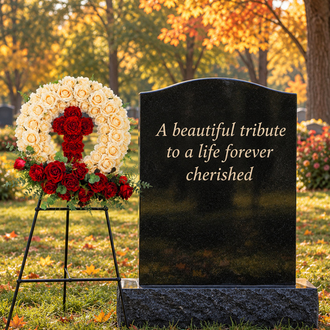 Sale -"Eternal Belief" Tombstone Wreath Cross Memorial Tribute-Premium-33" D
