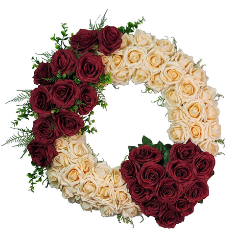 "Eternal Light" Tombstone Wreath and Heart Tribute-27"Diameter