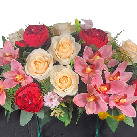 NEW "Last Kiss-Pink Orchids" Tombstone Saddle-24"W