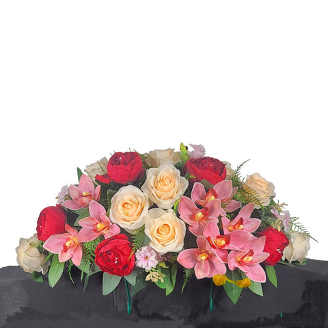 NEW "Last Kiss-Pink Orchids" Tombstone Saddle-24"W