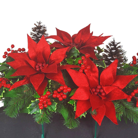 SALE-"Poinsettias, Berries & More" Tombstone Saddle-30"Width