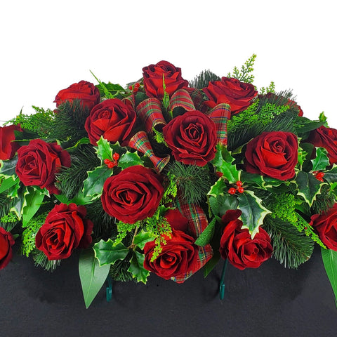 NEW RECIPE-SALE- "Winter Classic Red Rose" Tombstone Saddle-30" Width