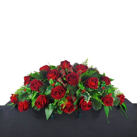 NEW RECIPE-SALE- "Winter Classic Red Rose" Tombstone Saddle-30" Width