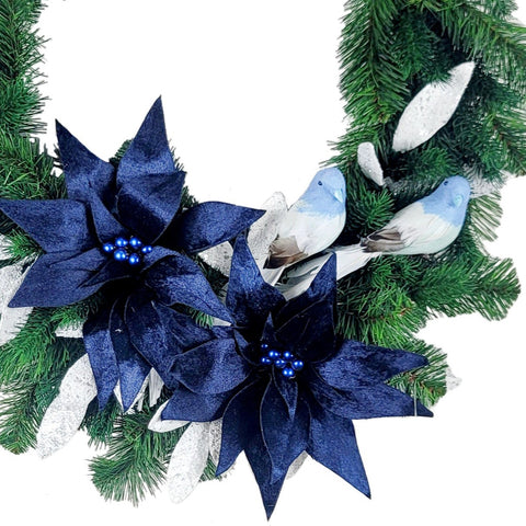 NEW-SALE-"Christmas Blue" Tombstone Wreath-Premium-22" Complete