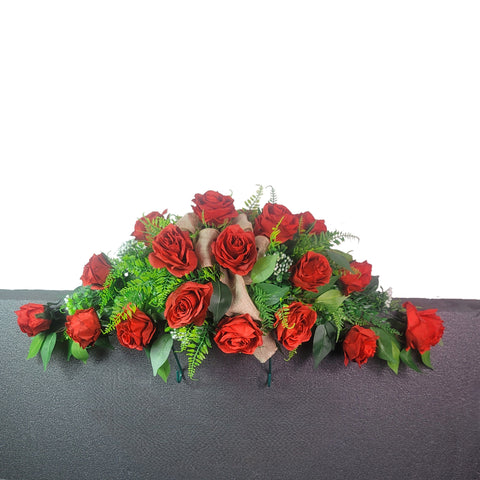 "Classic Red Rose" Tombstone Saddle-30" Width