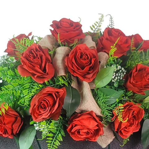 "Classic Red Rose" Tombstone Saddle-30" Width