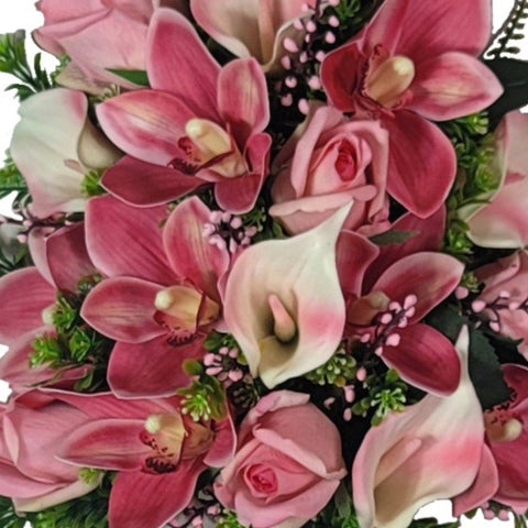 NEW-"Blushing Blooms" Mausoleum Bouquet-14"H