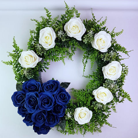 Our Signature Wreath and Heart Tribute-20"D-14 Colour Options