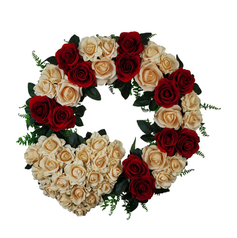 "Gracing in Love" Tombstone Wreath and Heart Tribute-21"Diameter-AVAILABLE IN 3 COLOUR OPTIONS