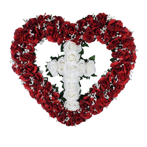 "Always Loved" Tombstone Heart and Cross Tribute Combination-25"D