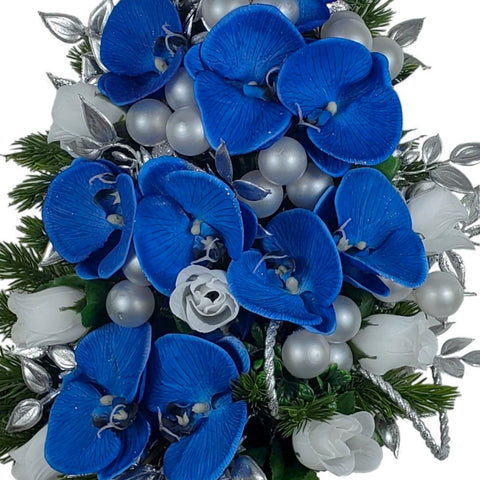 SALE "Blue Light"  Mausoleum Bouquet-20"H-PREMIUM