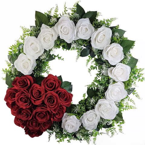 "Circle of Adoration" Wreath and Heart Combination Tombstone Tribute-21"D